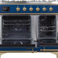 Ilve UMD10FDNS3MBGLP Majestic Ii 40 Inch Dual Fuel Liquid Propane Freestanding Range In Blue With Brass Trim