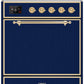 Ilve UMI30QNE3MBG Majestic Ii 30 Inch Electric Freestanding Range In Blue With Brass Trim