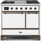 Ilve UMD10FDQNS3WHBLP Majestic Ii 40 Inch Dual Fuel Liquid Propane Freestanding Range In White With Bronze Trim