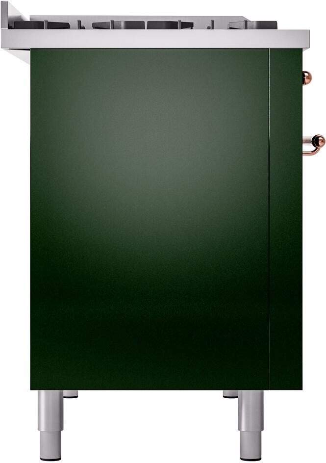 Ilve UP48FNMPEGPLP Nostalgie Ii 48 Inch Dual Fuel Liquid Propane Freestanding Range In Emerald Green With Copper Trim