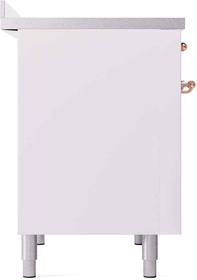 Ilve UPDI406NMPWHP Nostalgie Ii 40 Inch Electric Freestanding Range In White With Copper Trim