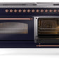 Ilve UP60FNMPMBP Nostalgie Ii 60 Inch Dual Fuel Natural Gas Freestanding Range In Blue With Copper Trim