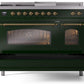 Ilve UP48FSNMPEGG Nostalgie Ii 48 Inch Dual Fuel Natural Gas Freestanding Range In Emerald Green With Brass Trim