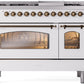 Ilve UP48FNMPWHBLP Nostalgie Ii 48 Inch Dual Fuel Liquid Propane Freestanding Range In White With Bronze Trim