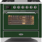 Ilve UM09FDNS3EGCLP Majestic Ii 36 Inch Dual Fuel Liquid Propane Freestanding Range In Emerald Green With Chrome Trim