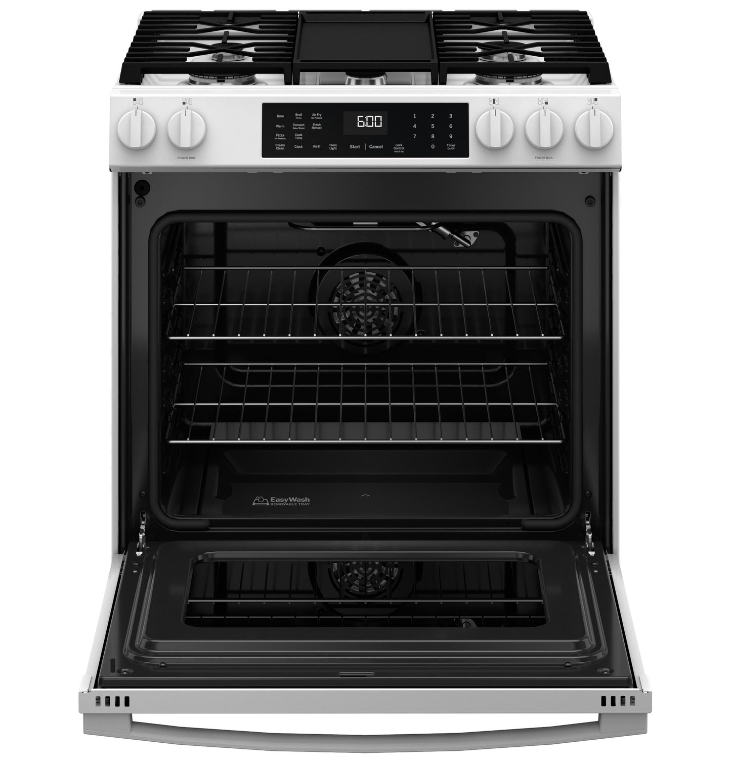 Ge Appliances GGS600AVWW Ge® 30" Slide-In Front-Control Convection Gas Range With No Preheat Air Fry And Easywash&#8482; Oven Tray