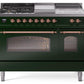 Ilve UP48FSNMPEGP Nostalgie Ii 48 Inch Dual Fuel Natural Gas Freestanding Range In Emerald Green With Copper Trim