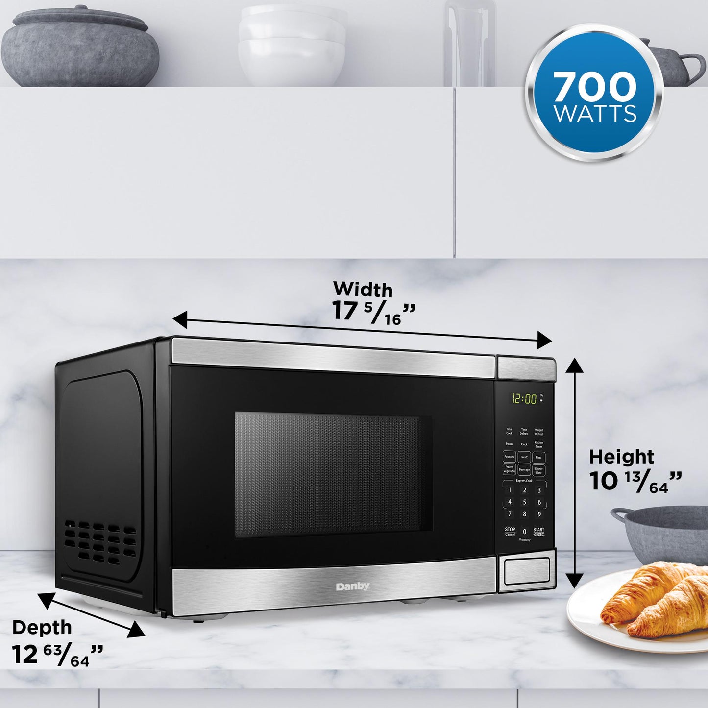 Danby DBMW0722BBS Danby 0.7 Cu. Ft. Countertop Microwave In Black And Stainless Steel