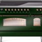 Ilve UPI486NMPEGB Nostalgie Ii 48 Inch Electric Freestanding Range In Emerald Green With Bronze Trim