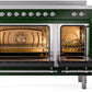 Ilve UPI486NMPEGC Nostalgie Ii 48 Inch Electric Freestanding Range In Emerald Green With Chrome Trim