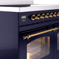 Ilve UPDI406NMPMBG Nostalgie Ii 40 Inch Electric Freestanding Range In Blue With Brass Trim