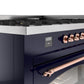 Ilve UP60FNMPMBPLP Nostalgie Ii 60 Inch Dual Fuel Liquid Propane Freestanding Range In Blue With Copper Trim