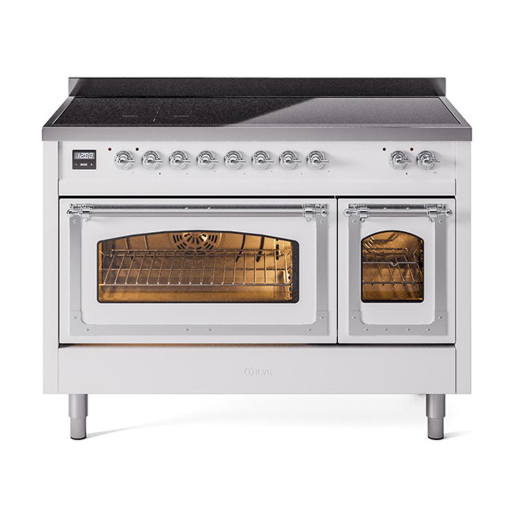 Ilve UNI486NMPWHC Ilve Uni486Nmpwhc Nostalgie Ii Noblesse 48" Induction Range (Triple Glass Door, White, Chrome)