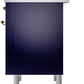 Ilve UP36FNMPMBGLP Nostalgie Ii 36 Inch Dual Fuel Liquid Propane Freestanding Range In Blue With Brass Trim