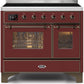 Ilve UMDI10NS3BUB Majestic Ii 40 Inch Electric Freestanding Range In Burgundy With Bronze Trim