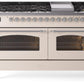 Ilve UP60FNMPAWC Nostalgie Ii 60 Inch Dual Fuel Natural Gas Freestanding Range In Antique White With Chrome Trim