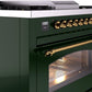 Ilve UP36FNMPEGGLP Nostalgie Ii 36 Inch Dual Fuel Liquid Propane Freestanding Range In Emerald Green With Brass Trim