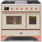 Ilve UMD10FDNS3AWP Majestic Ii 40 Inch Dual Fuel Natural Gas Freestanding Range In Antique White With Copper Trim