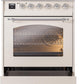 Ilve UPI304NMPAWC Nostalgie Ii 30 Inch Electric Freestanding Range In Antique White With Chrome Trim