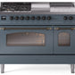 Ilve UP48FSNMPBGBLP Nostalgie Ii 48 Inch Dual Fuel Liquid Propane Freestanding Range In Blue Grey With Bronze Trim