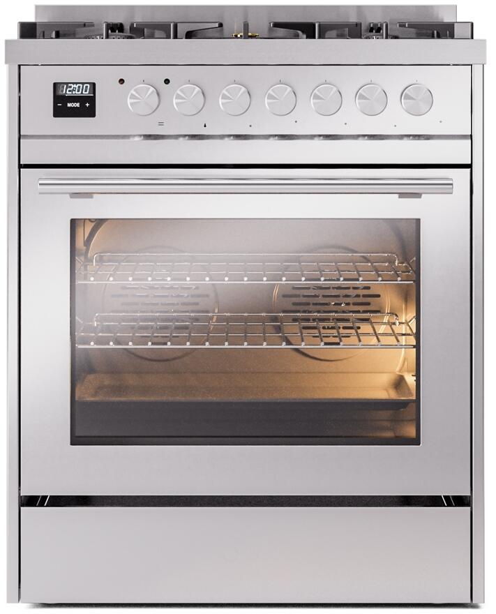 Ilve UP30WMPSS Professional Plus Ii 30 Inch Dual Fuel Natural Gas Freestanding Range In Stainless Steel With Trim