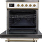 Ilve UMI30NE3WHG Majestic Ii 30 Inch Electric Freestanding Range In White With Brass Trim