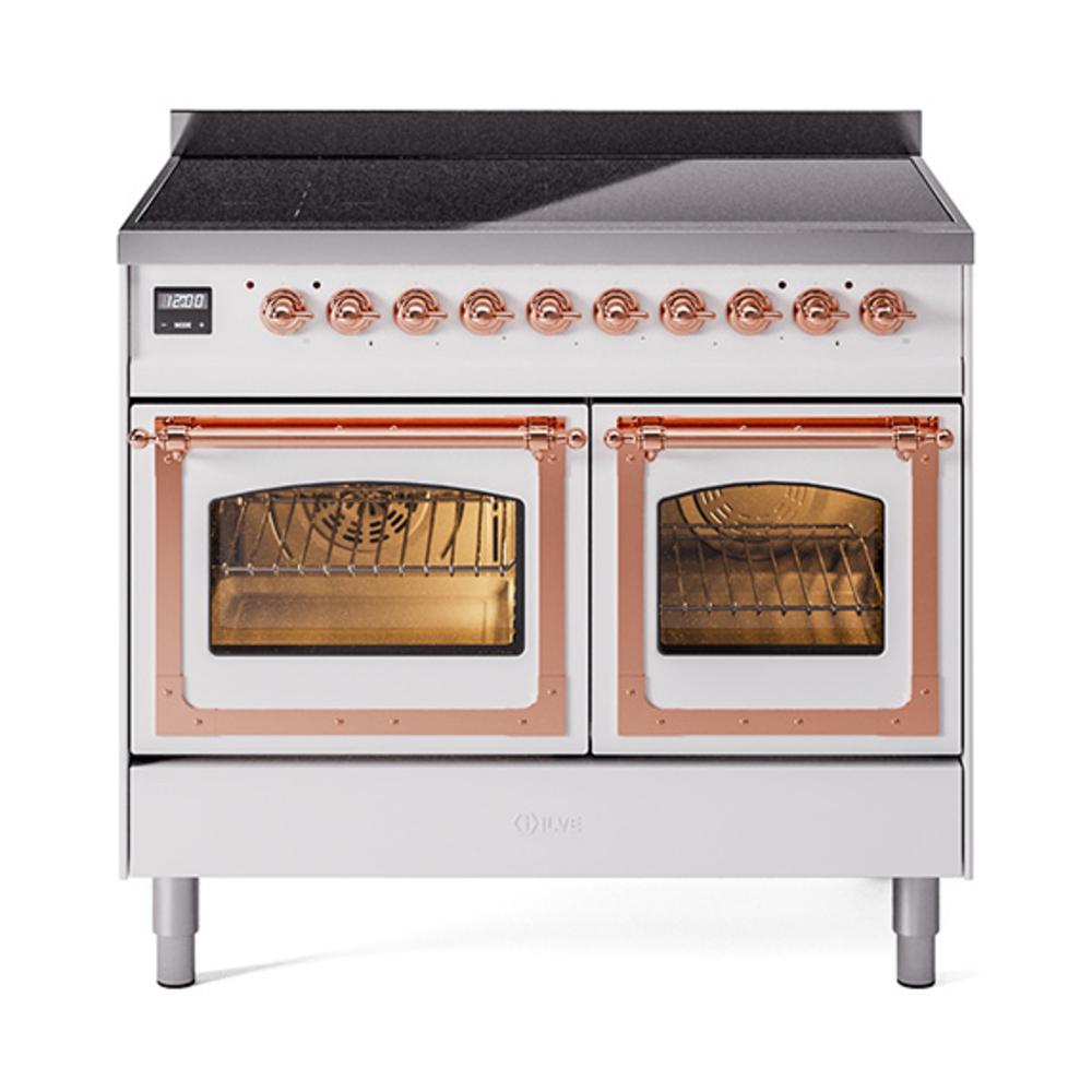 Ilve UNDI406NMPWHP Ilve Undi406Nmpwhp Nostalgie Ii Noblesse 40" Induction Range (Triple Glass Door, White, Copper)