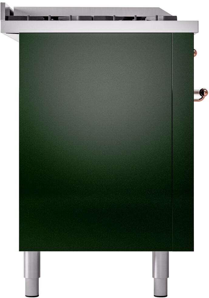 Ilve UP60FSNMPEGP Nostalgie Ii 60 Inch Dual Fuel Natural Gas Freestanding Range In Emerald Green With Copper Trim