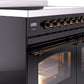 Ilve UPDI406NMPBKB Nostalgie Ii 40 Inch Electric Freestanding Range In Glossy Black With Bronze Trim