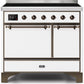 Ilve UMDI10QNS3WHB Majestic Ii 40 Inch Electric Freestanding Range In White With Bronze Trim