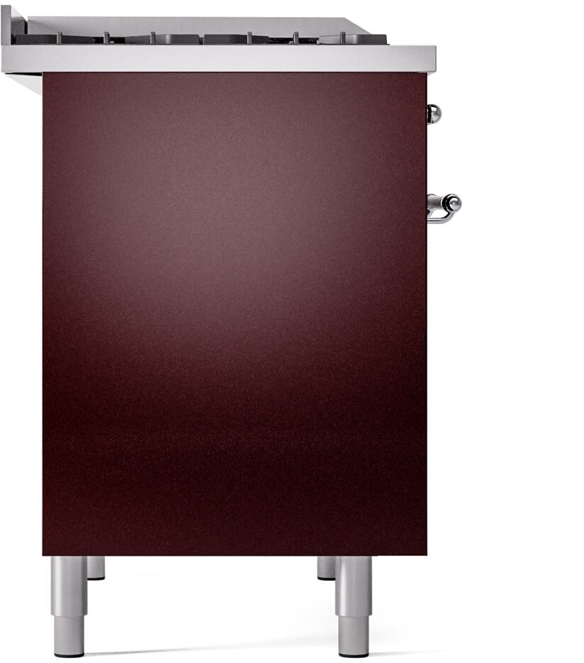 Ilve UPD40FNMPBUC Nostalgie Ii 40 Inch Dual Fuel Natural Gas Freestanding Range In Burgundy With Chrome Trim