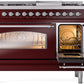 Ilve UP48FNMPBUCLP Nostalgie Ii 48 Inch Dual Fuel Liquid Propane Freestanding Range In Burgundy With Chrome Trim