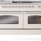 Ilve UP60FSNMPAWCLP Nostalgie Ii 60 Inch Dual Fuel Liquid Propane Freestanding Range In Antique White With Chrome Trim