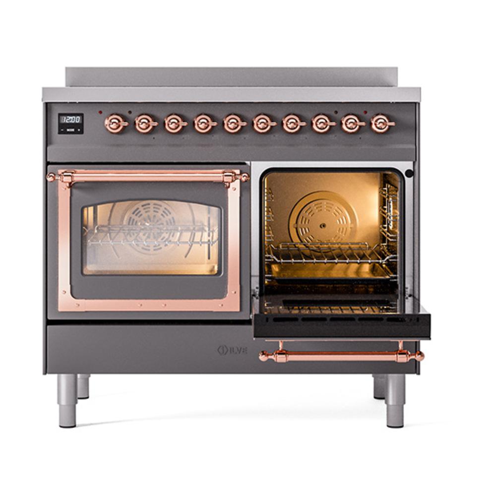 Ilve UNDI406NMPMGP Ilve Undi406Nmpmgp Nostalgie Ii Noblesse 40" Induction Range (Triple Glass Door, Graphite Matte, Copper)