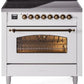 Ilve UPI366NMPWHB Nostalgie Ii 36 Inch Electric Freestanding Range In White With Bronze Trim