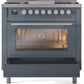 Ilve UP36FWMPBG Professional Plus Ii 36 Inch Dual Fuel Natural Gas Freestanding Range In Blue Grey With Trim