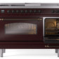 Ilve UP48FSNMPBUBLP Nostalgie Ii 48 Inch Dual Fuel Liquid Propane Freestanding Range In Burgundy With Bronze Trim