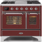 Ilve UMD10FDNS3BUC Majestic Ii 40 Inch Dual Fuel Natural Gas Freestanding Range In Burgundy With Chrome Trim