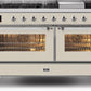 Ilve UM15FDNS3AWCLP Majestic Ii 60 Inch Dual Fuel Liquid Propane Freestanding Range In Antique White With Chrome Trim