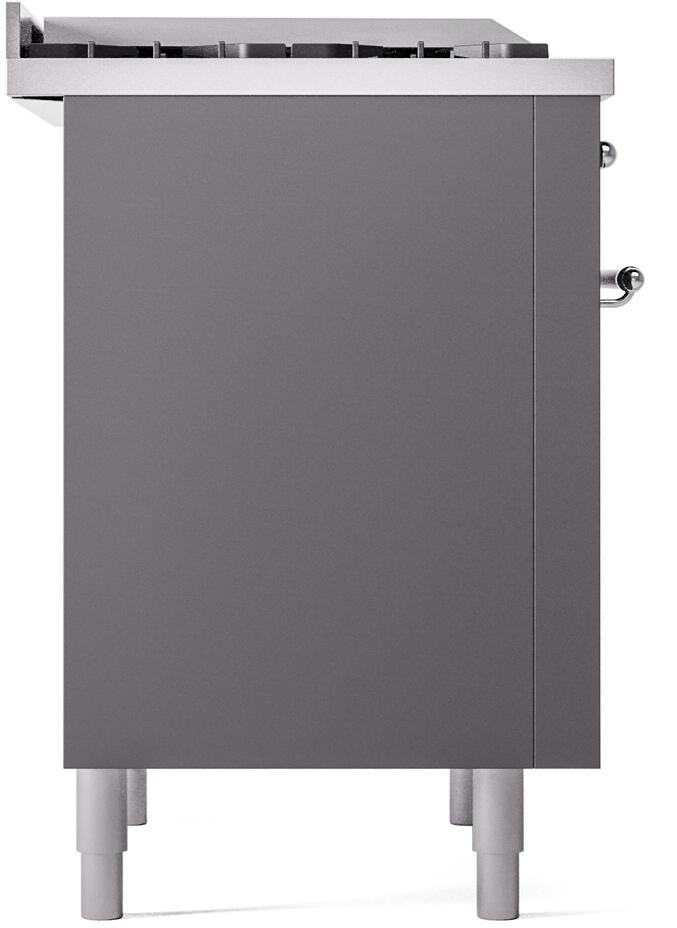 Ilve UP36FNMPMGC Nostalgie Ii 36 Inch Dual Fuel Natural Gas Freestanding Range In Matte Graphite With Chrome Trim