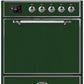 Ilve UM30DQNE3EGCLP Majestic Ii 30 Inch Dual Fuel Liquid Propane Freestanding Range In Emerald Green With Chrome Trim