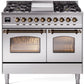 Ilve UPD40FNMPSSB Nostalgie Ii 40 Inch Dual Fuel Natural Gas Freestanding Range In Stainless Steel With Bronze Trim