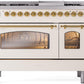 Ilve UP48FNMPAWG Nostalgie Ii 48 Inch Dual Fuel Natural Gas Freestanding Range In Antique White With Brass Trim