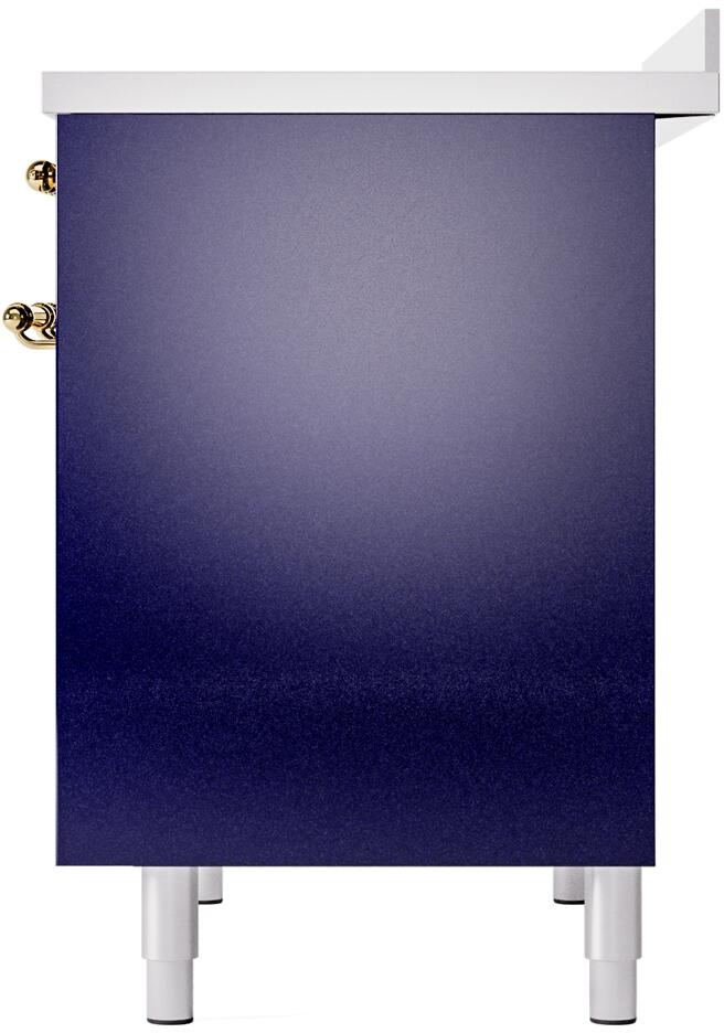 Ilve UPDI406NMPMBG Nostalgie Ii 40 Inch Electric Freestanding Range In Blue With Brass Trim