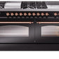 Ilve UP60FSNMPBKP Nostalgie Ii 60 Inch Dual Fuel Natural Gas Freestanding Range In Glossy Black With Copper Trim