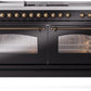 Ilve UP60FSNMPBKB Nostalgie Ii 60 Inch Dual Fuel Natural Gas Freestanding Range In Glossy Black With Bronze Trim