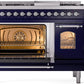 Ilve UP48FNMPMBCLP Nostalgie Ii 48 Inch Dual Fuel Liquid Propane Freestanding Range In Blue With Chrome Trim