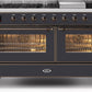 Ilve UM15FDNS3MGB Majestic Ii 60 Inch Dual Fuel Natural Gas Freestanding Range In Matte Graphite With Bronze Trim