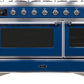 Ilve UM12FDNS3MBCLP Majestic Ii 48 Inch Dual Fuel Liquid Propane Freestanding Range In Blue With Chrome Trim