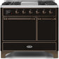 Ilve UMD10FDQNS3BKBLP Majestic Ii 40 Inch Dual Fuel Liquid Propane Freestanding Range In Glossy Black With Bronze Trim